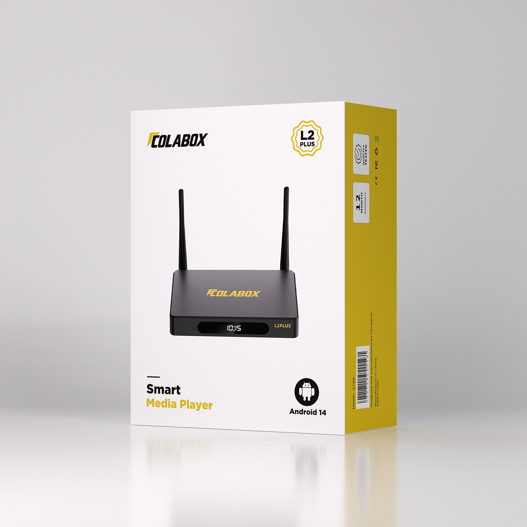 ColaBox L2 Plus Android 14 TV Box - 4K Ultra HD Streaming Player with No Monthly Fees / 7-Day Replay