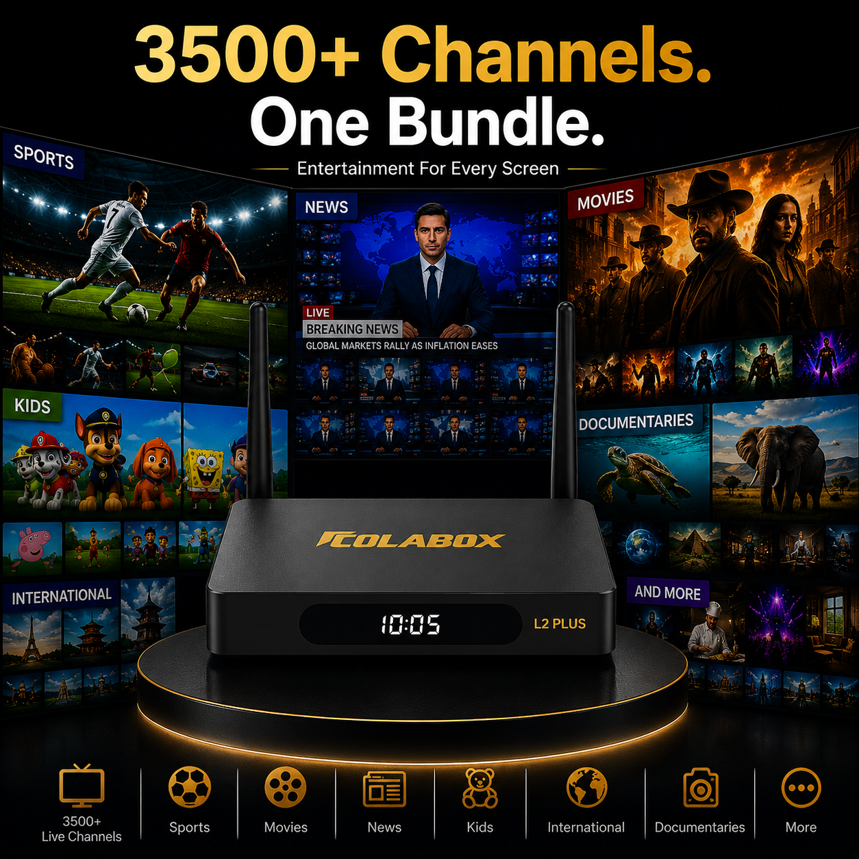 ColaBox L2 Plus — One Device. Thousands of Channels. Zero Monthly Fees.