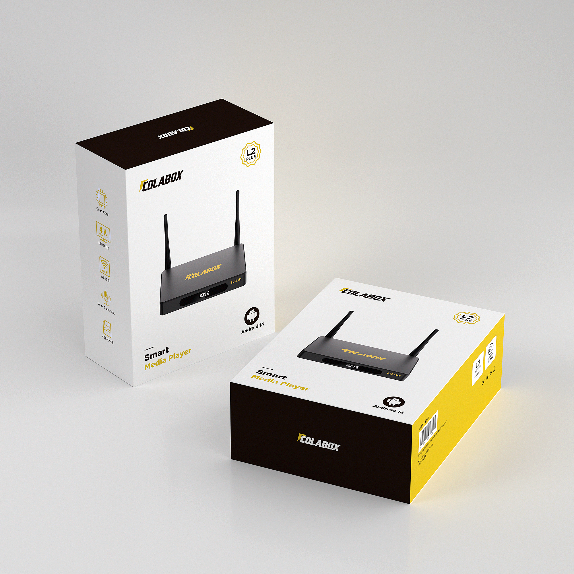 ColaBox L2 Plus Android 14 TV Box - 4K Ultra HD Streaming Player with No Monthly Fees / 7-Day Replay