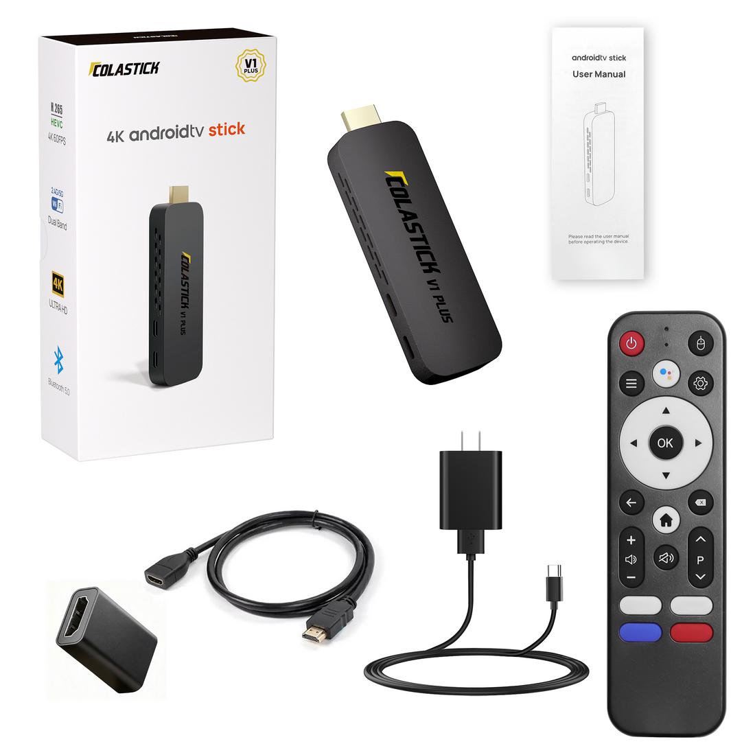 ColaStick V1 Plus 4K Android TV streaming stick — portable no monthly fee HDMI device